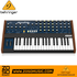 Zoso Music Behringer MonoPoly 4-voice analog synthesizer with 37 keys, wood side panels, and blue control interface.