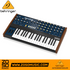 Zoso Music Behringer MonoPoly 4-voice analog synthesizer with 37 keys, blue control panel, and wood side panels.