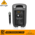 Zoso Music Behringer MPA200BT portable PA system rear view with wireless microphone and digital mixer interface