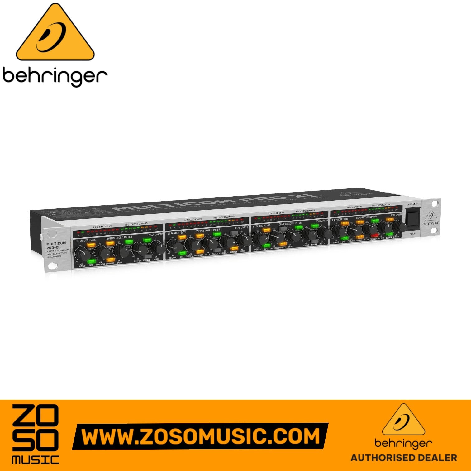 Zoso Music Behringer Multicom Pro-XL MDX4600 V2 4-channel rackmount compressor, expander, gate, and peak limiter.