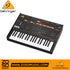 Zoso Music Behringer Odyssey analog synthesizer with 37 keys, orange control panel, and illuminated LED sliders.