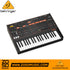 Zoso Music Behringer Odyssey analog synthesizer with 37 keys, orange control panel, and illuminated LED sliders.