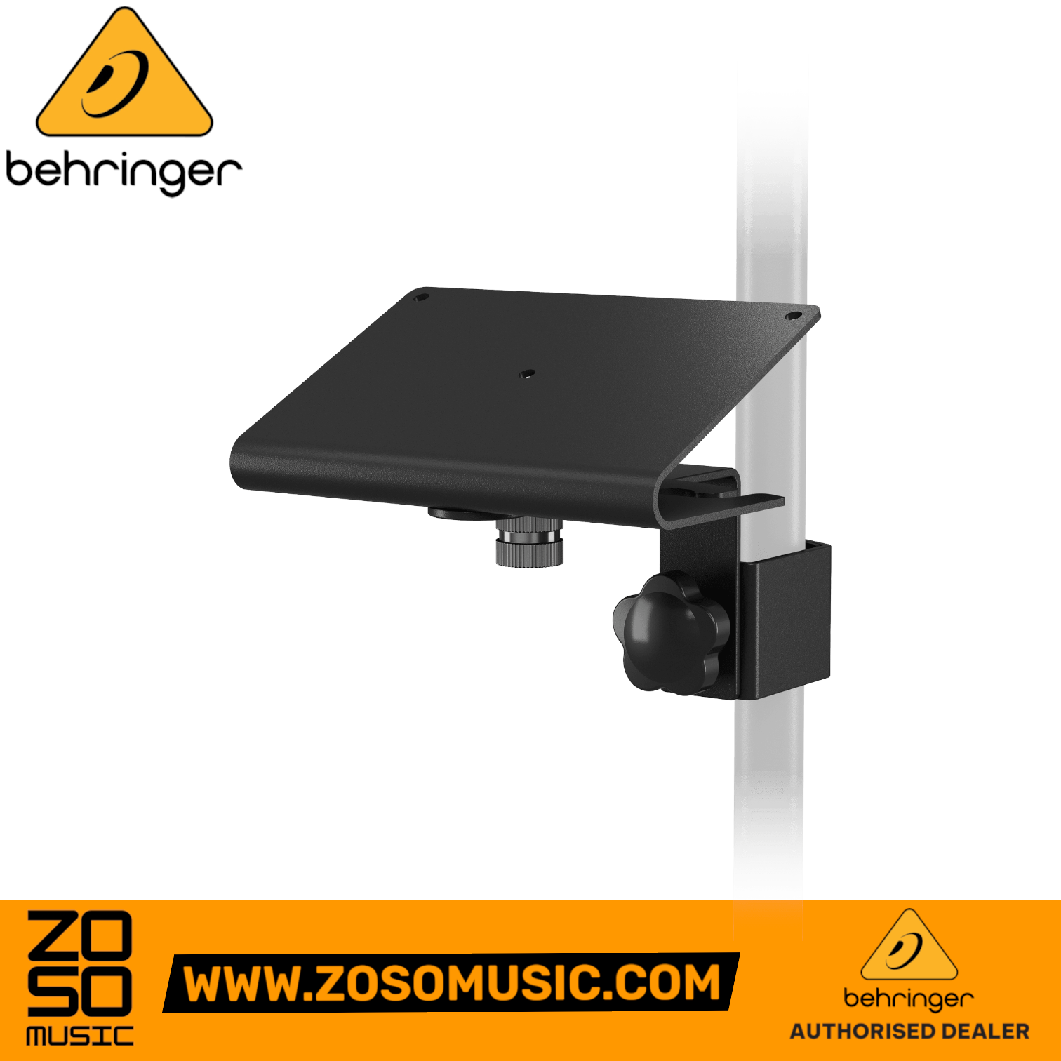 Zoso Music Behringer P16-MB black metal mounting bracket attached to a stand for P16-M personal mixer