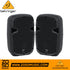 Zoso Music pair of black Behringer PK108 passive 8-inch PA speakers with front grilles and branding