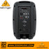 Zoso Music Behringer PK108A active PA speaker rear control panel with media player, mixer, and Bluetooth inputs