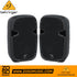 Zoso Music Behringer PK110 pair of 10-inch passive PA speakers with black metal grilles and durable enclosures.