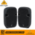 Zoso Music Behringer PK110A 350W 10-inch active PA speaker pair with black metal grilles and integrated handles.