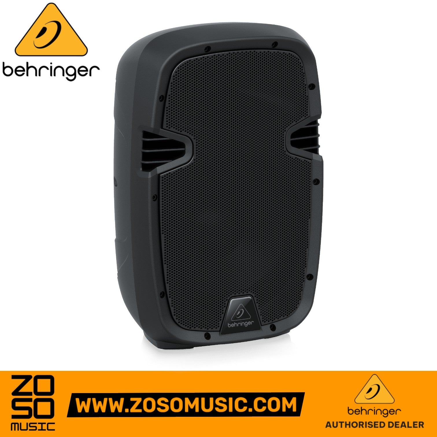 Zoso Music Behringer PK110A 350W 10-inch active PA speaker with black grille and integrated media player