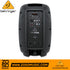 Zoso Music Behringer PK110A active 350W PA speaker back panel showing mixer, media player, and connectivity ports.