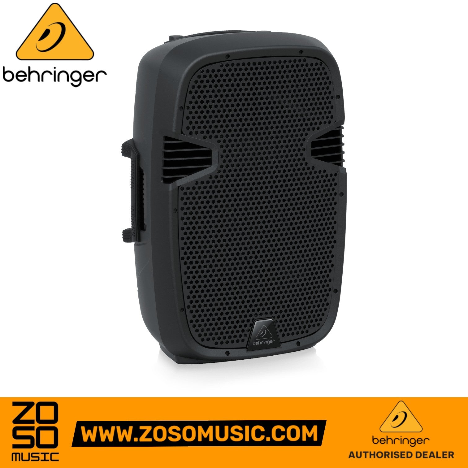 Behringer PK112 600-Watt 12-inch passive PA speaker in black, sold by Zoso Music, featuring a rugged grille design.