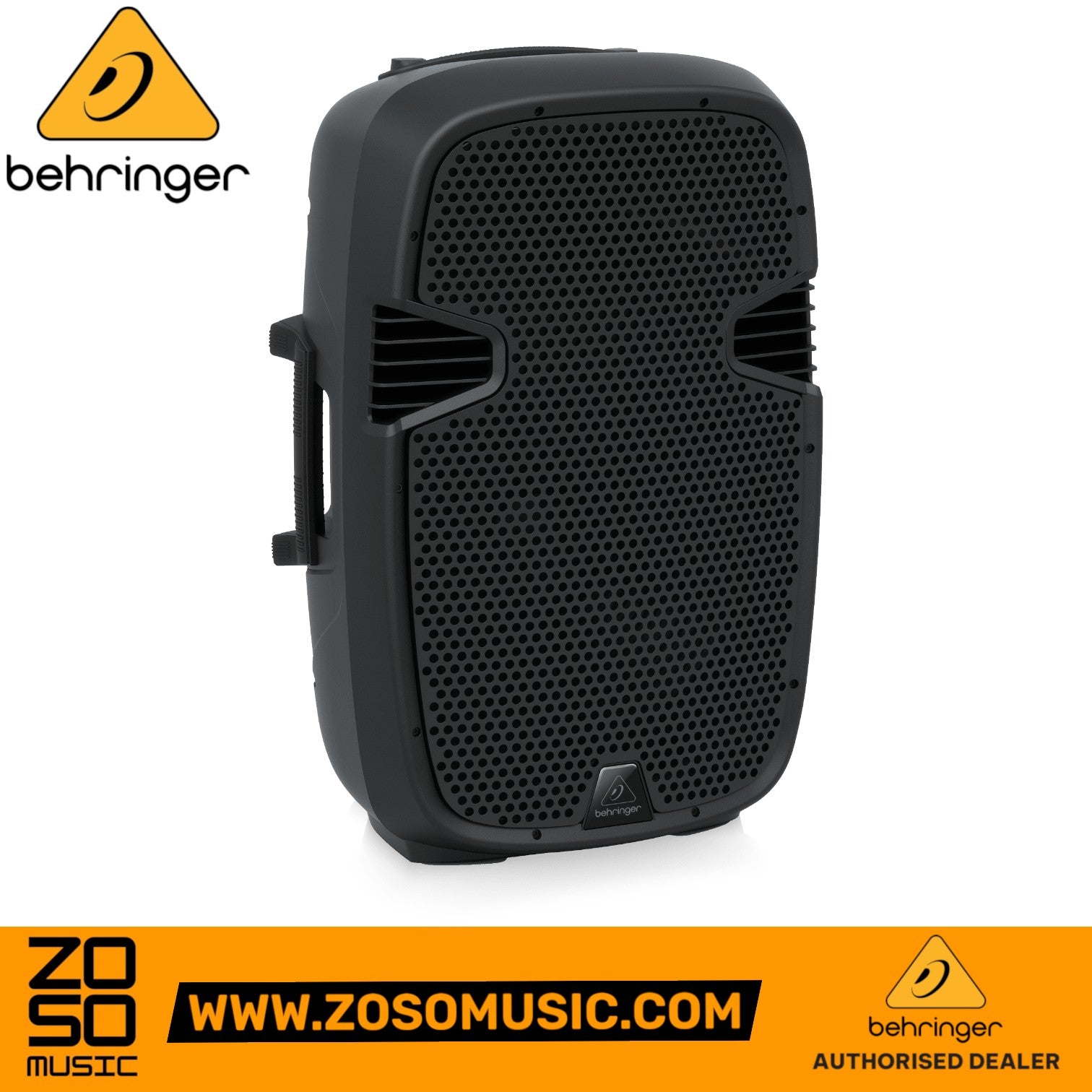 Zoso Music Behringer PK115A 800W 15-inch active PA speaker with black grille and integrated carry handle