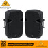 Zoso Music Behringer PK115A pair of 800W 15-inch active PA speakers with Bluetooth and rugged black enclosures