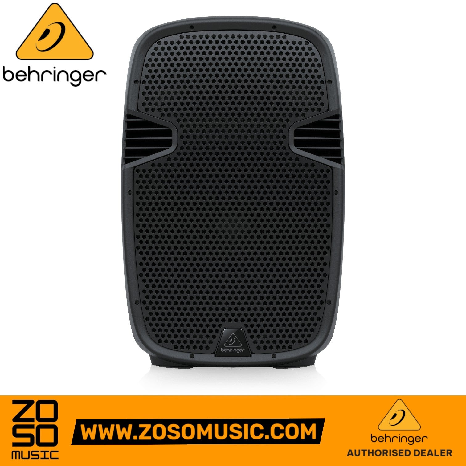 Zoso Music Behringer PK115A 800W 15-inch active PA speaker with black metal grille and front-facing design
