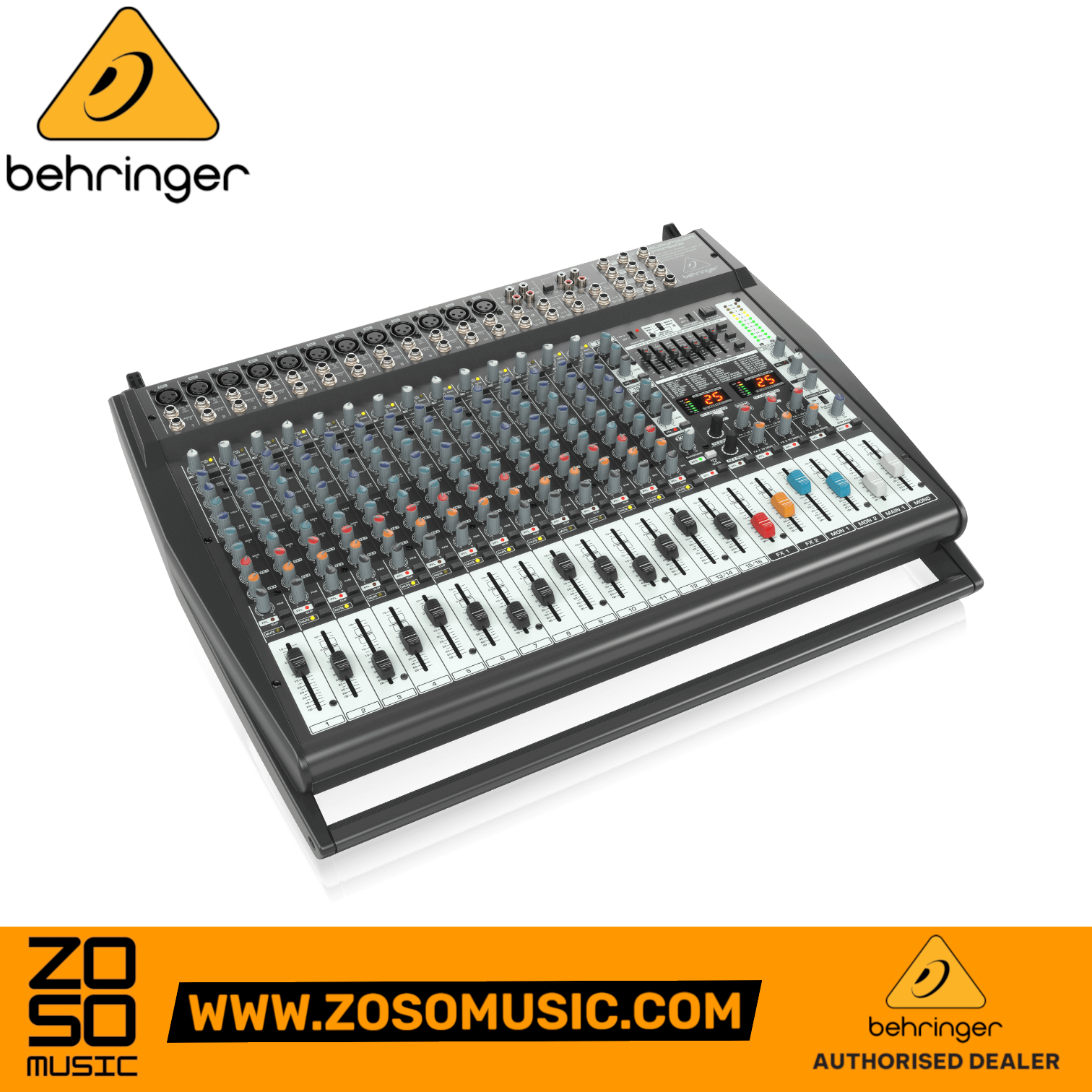Zoso Music Behringer Europower PMP6000 16-channel 1600-watt powered mixer with dual FX processors and graphic EQ