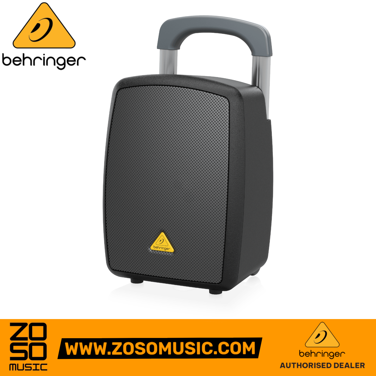 Zoso Music Behringer Europort MPA40BT-PRO portable PA system with retractable handle and black speaker grille
