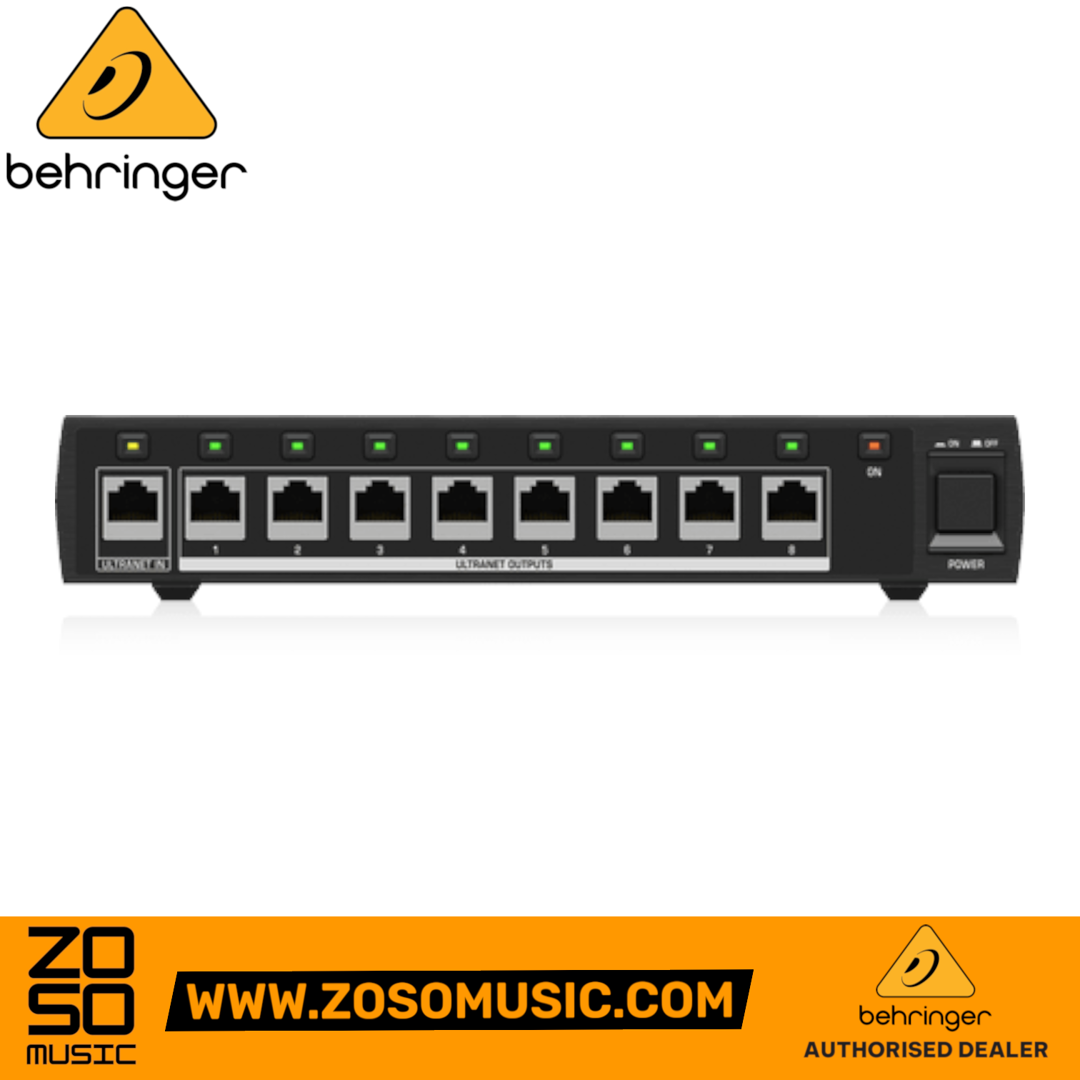 Zoso Music Behringer Powerplay P16D 16-channel digital distribution module with eight Ultranet outputs and power switch