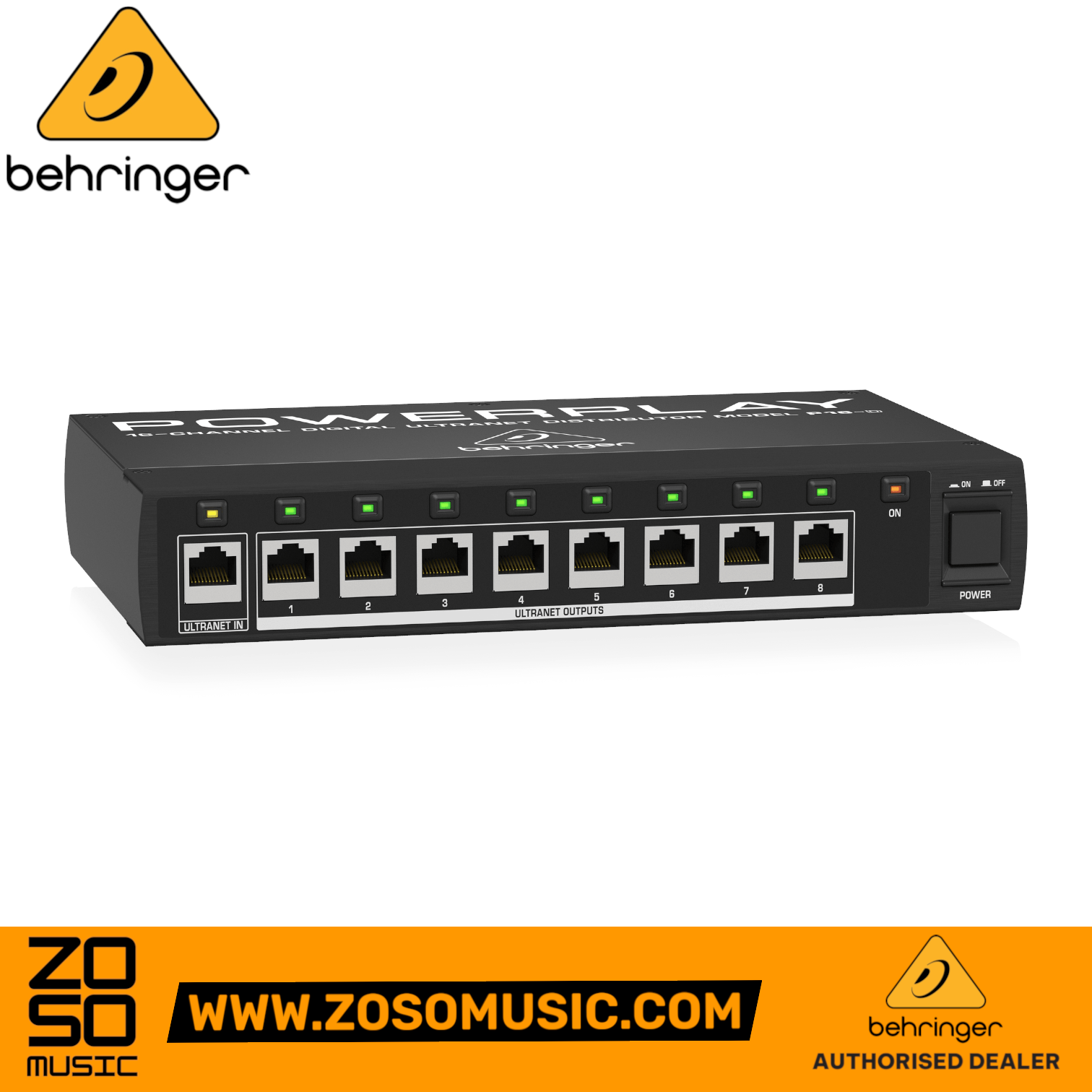 Zoso Music Behringer Powerplay P16D 16-channel digital distribution module with eight Ultranet output ports
