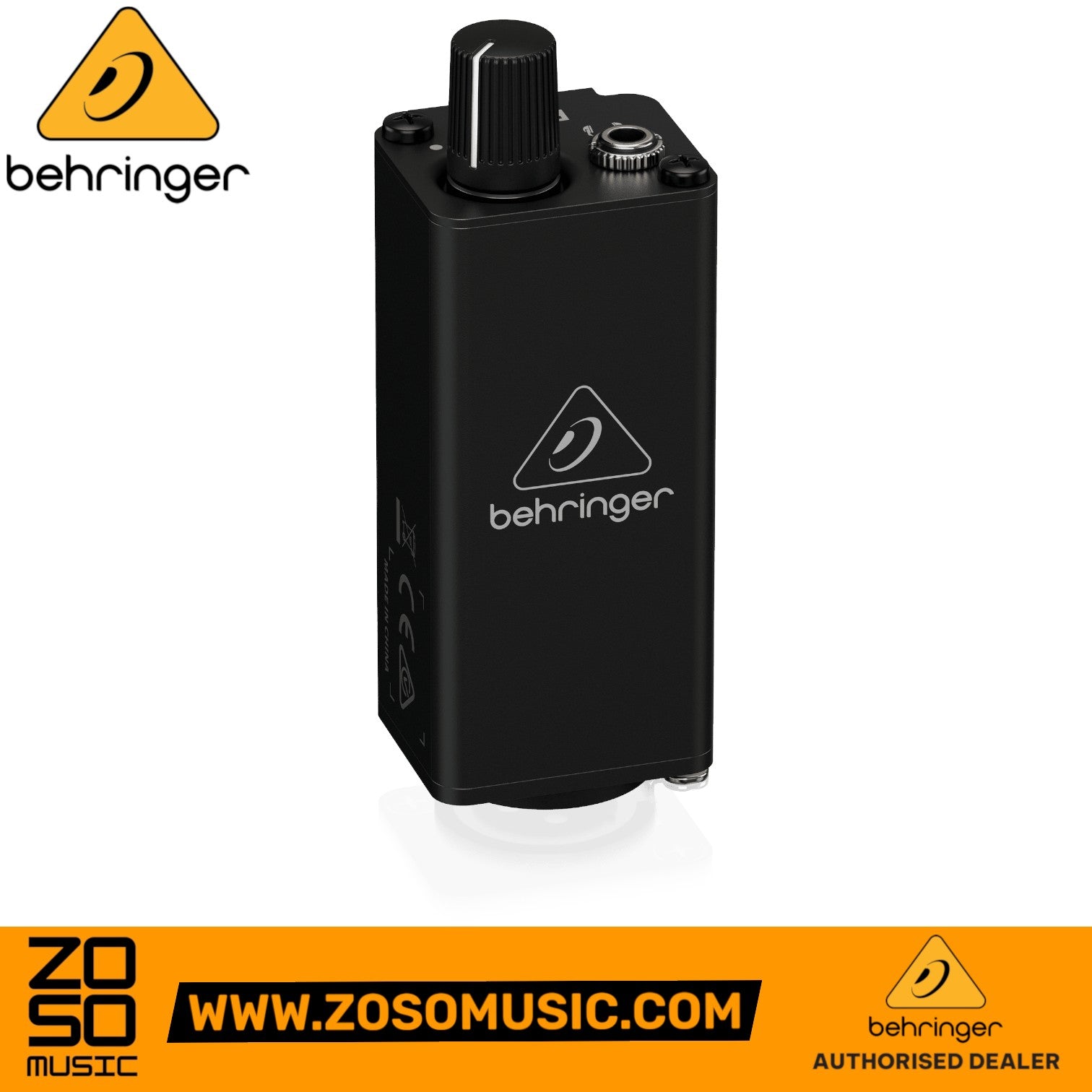 Zoso Music Behringer Powerplay PM1 black metal personal in-ear monitor beltpack with volume knob and XLR input