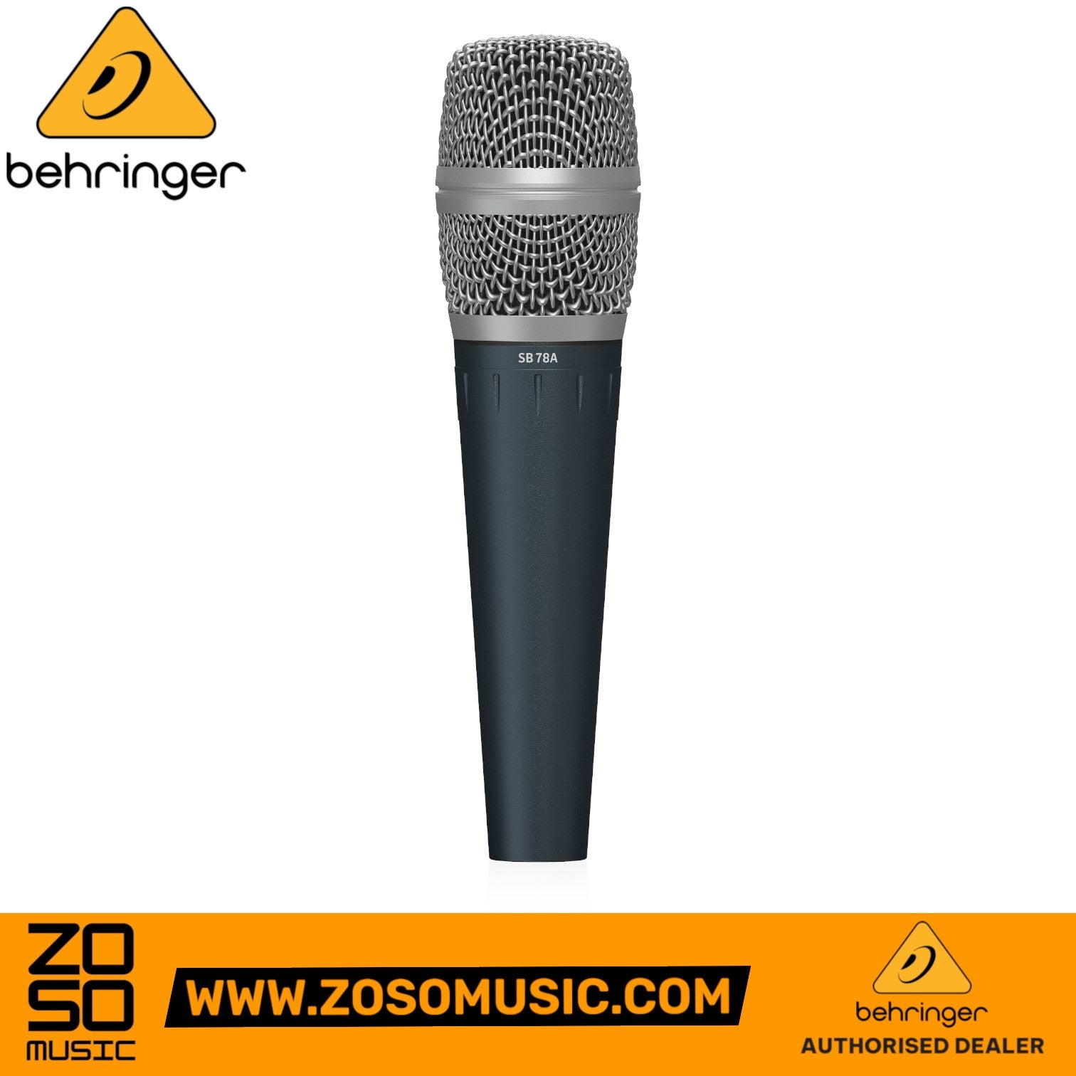 Zoso Music Behringer SB78A condenser cardioid microphone with silver mesh grille and black handle