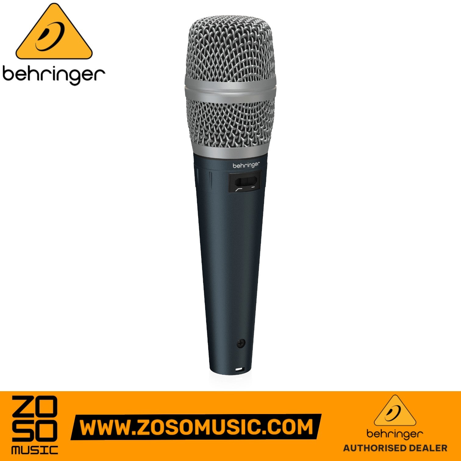 Zoso Music Behringer SB78A condenser cardioid microphone with silver mesh grille and black handle