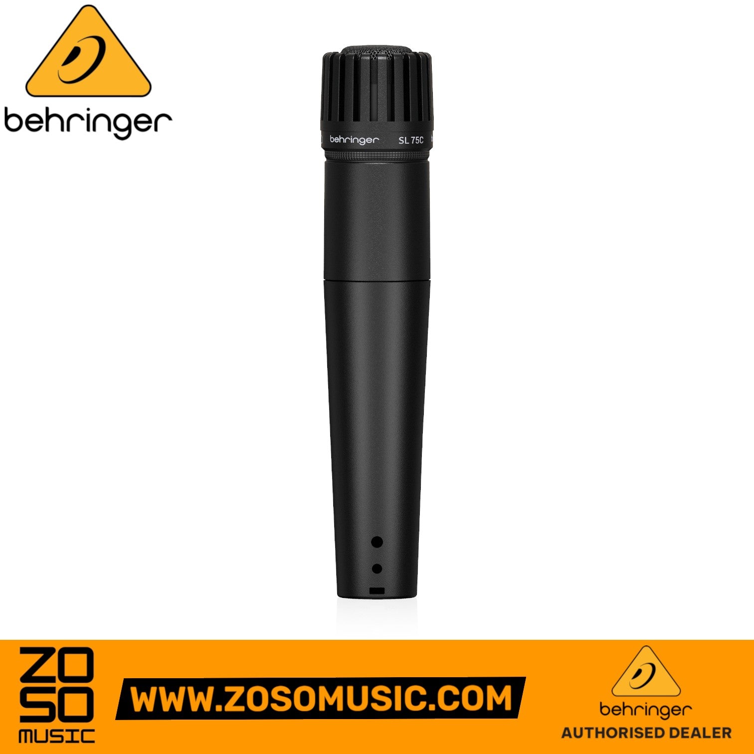 Zoso Music Behringer SL75C dynamic cardioid microphone in black with integrated wind and pop noise filter