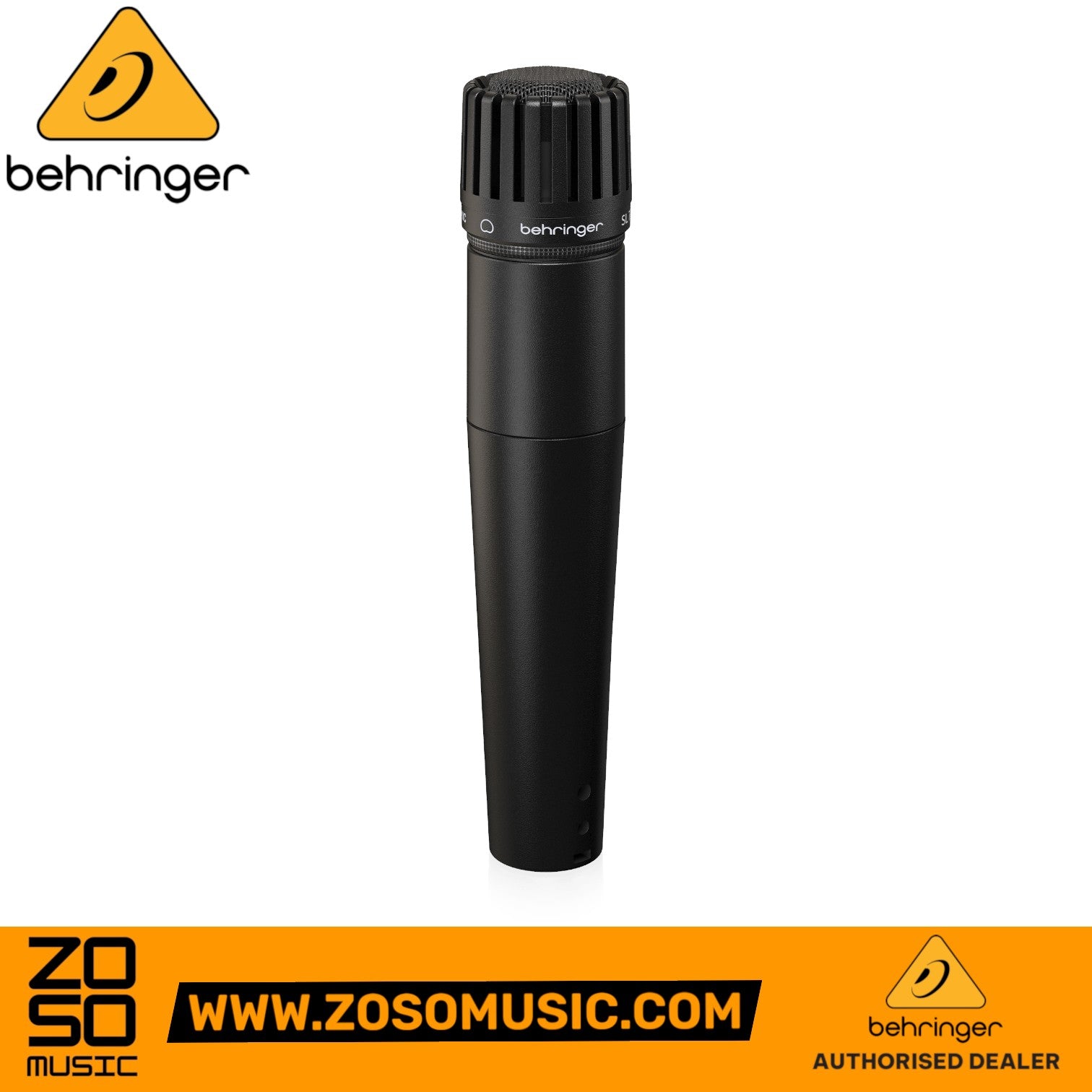 Zoso Music Behringer SL75C dynamic cardioid microphone in black with integrated wind and pop noise filter