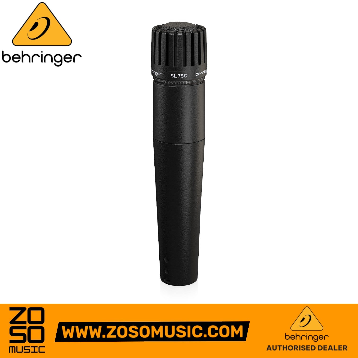 Zoso Music Behringer SL75C dynamic cardioid microphone in black with integrated wind and pop filter
