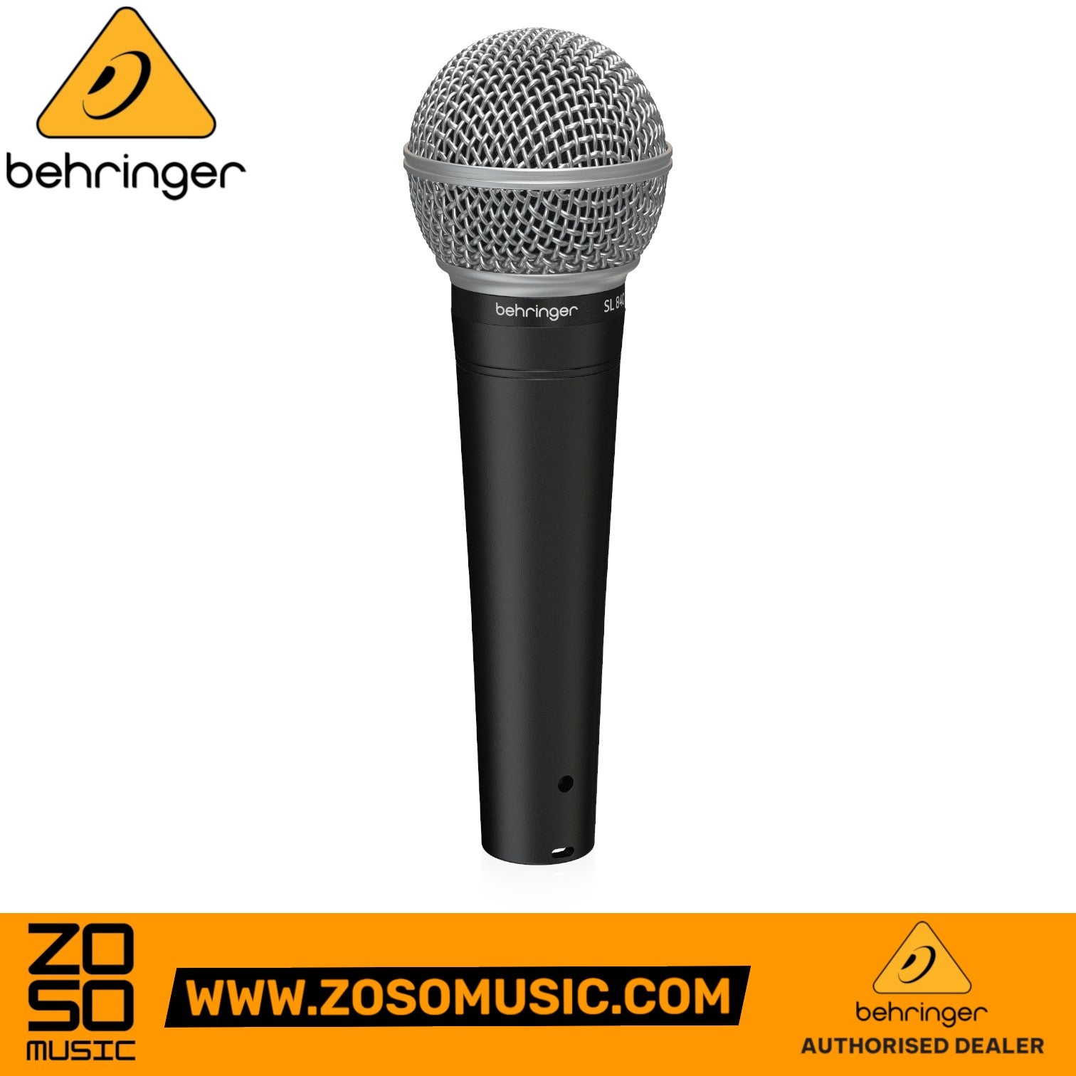 Zoso Music Behringer SL84C dynamic cardioid vocal microphone with a silver mesh grille and black handle