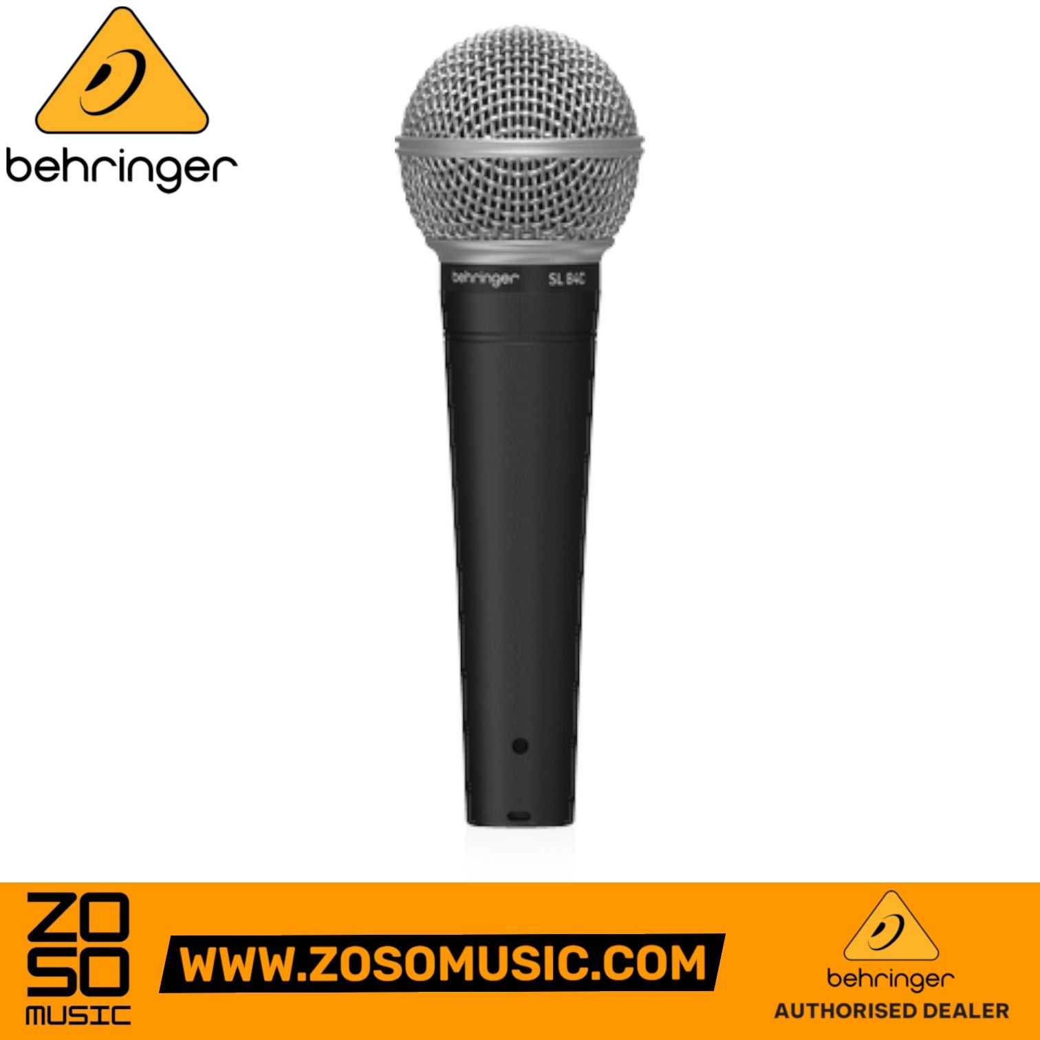 Zoso Music Behringer SL84C dynamic cardioid vocal microphone with a silver mesh grille and black handle