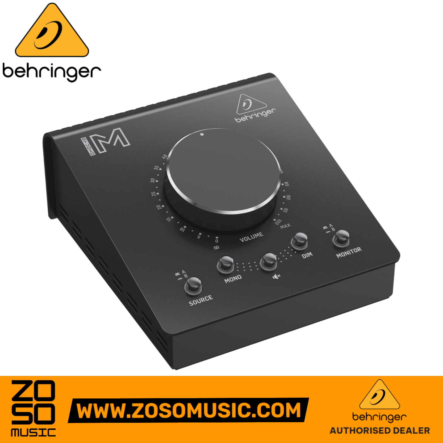 Zoso Music Behringer Studio M passive stereo monitor and volume controller with large central knob and toggle switches