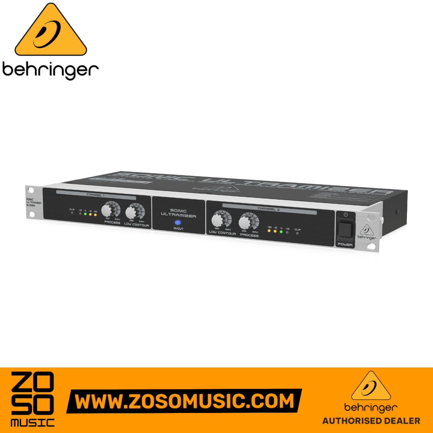 Zoso Music Behringer SU9920 stereo sound enhancement processor with dual channel controls and LED level meters