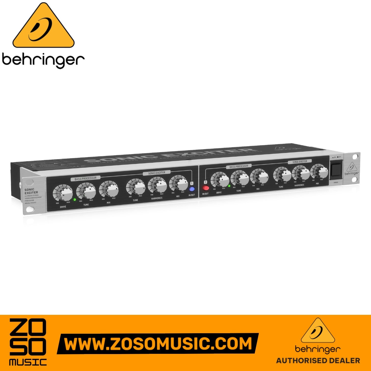 Zoso Music Behringer SX3040 V2 stereo sound enhancement processor with bass and sonic exciter control knobs