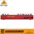 Zoso Music Behringer TD-3-RD analog bass synthesizer in red, showing rear panel connectivity including MIDI and audio ports.