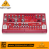 Zoso Music Behringer TD-3-SB analog bass synthesizer in translucent strawberry red with knobs and sequencer buttons.