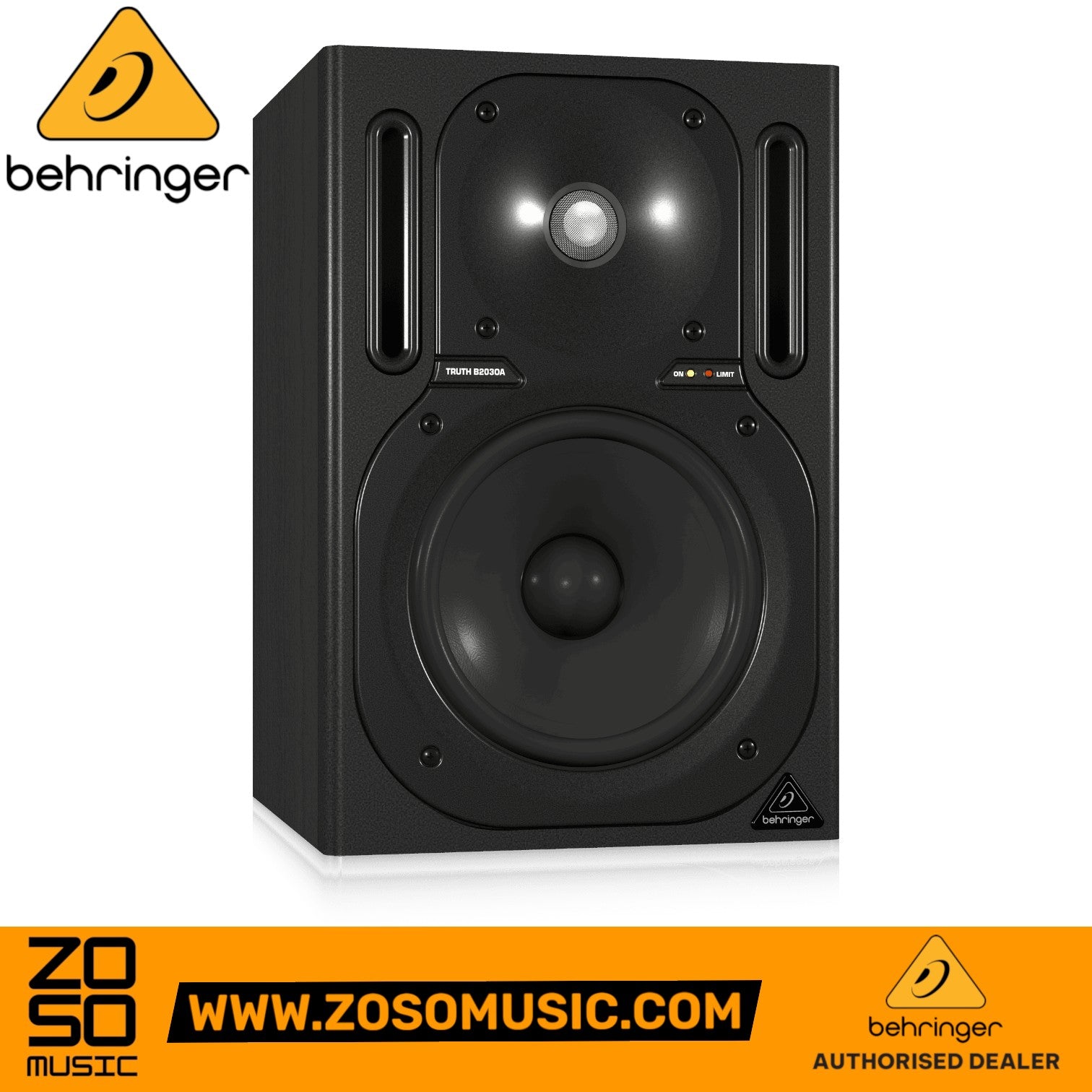 Zoso Music Behringer Truth B2030A active 2-way studio monitor speaker with 6.75-inch woofer and dome tweeter