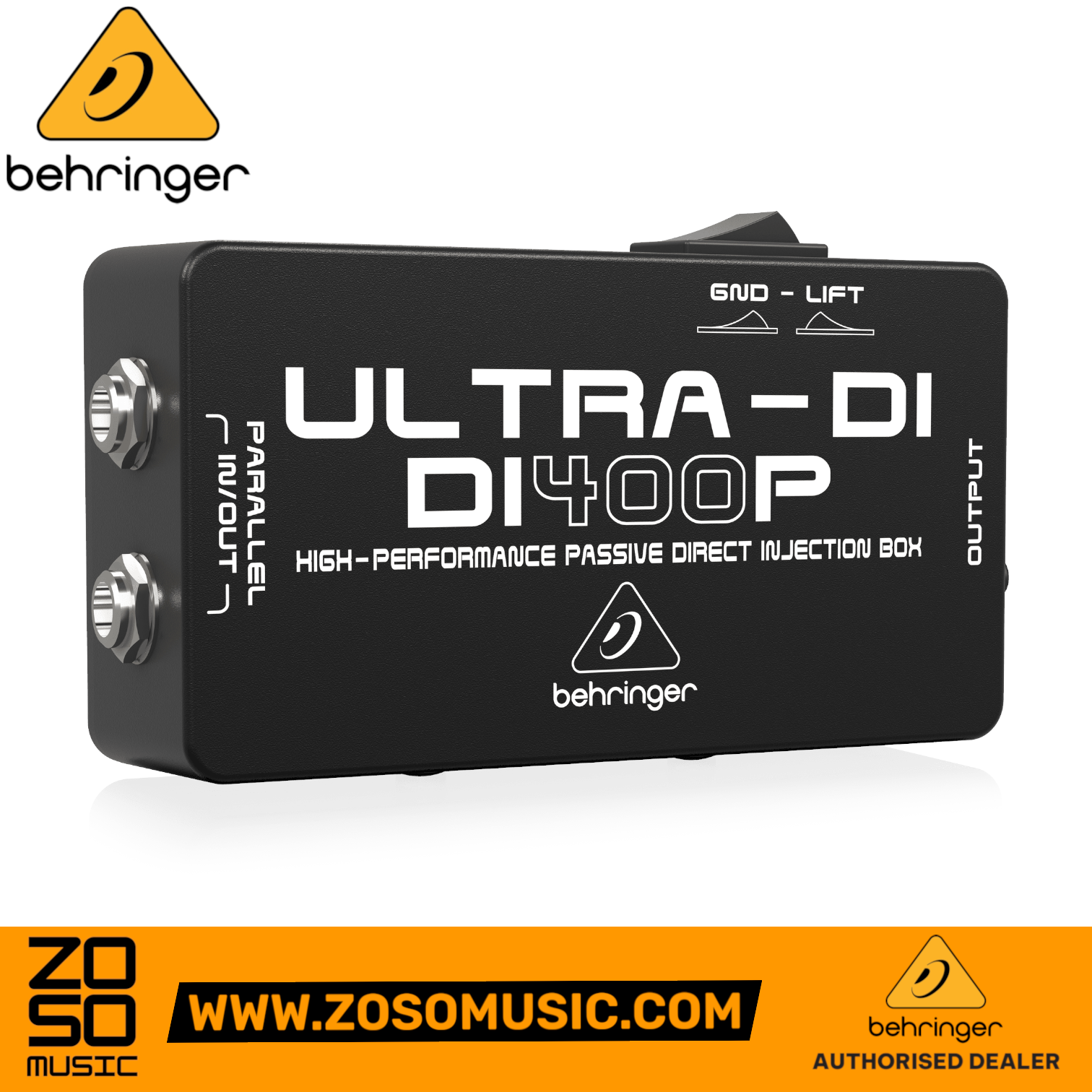 Zoso Music Behringer Ultra-DI DI400P passive direct box with ground lift switch and metal housing