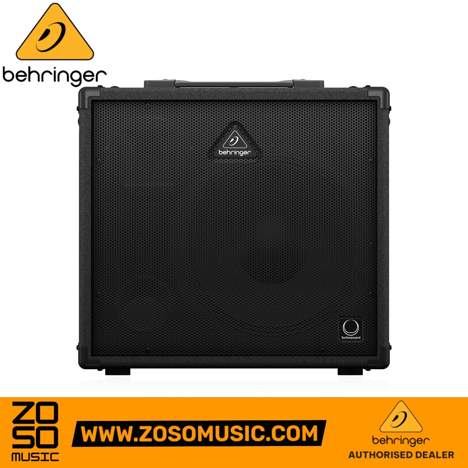 Zoso Music Behringer Ultratone KXD-12 600-watt keyboard amplifier with a 12-inch Turbosound speaker in black