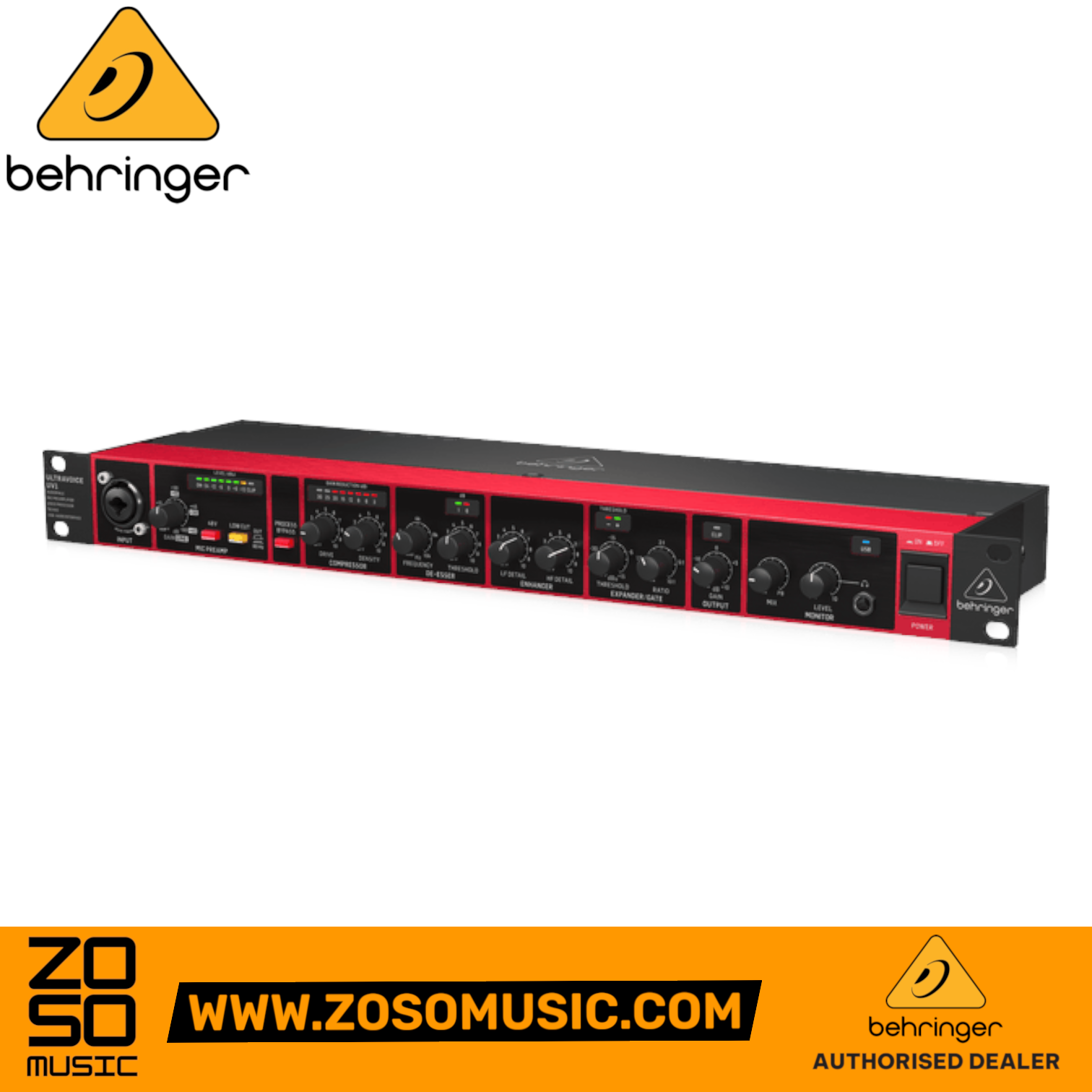 Zoso Music Behringer Ultravoice UV1 channel strip and USB audio interface with Midas preamp and vocal processing