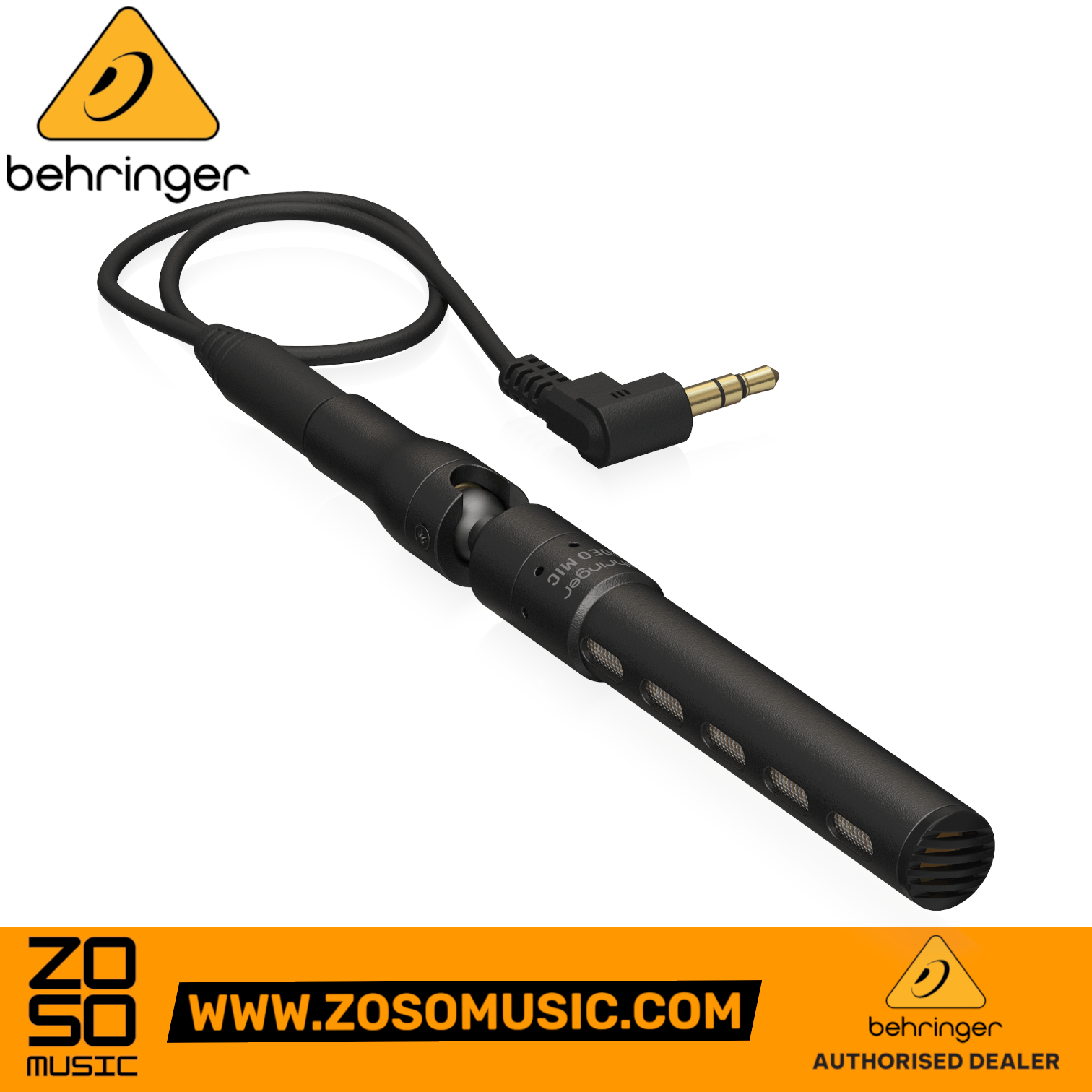 Zoso Music Behringer VIDEO MIC black condenser shotgun microphone with 3.5mm connector and adjustable ball joint