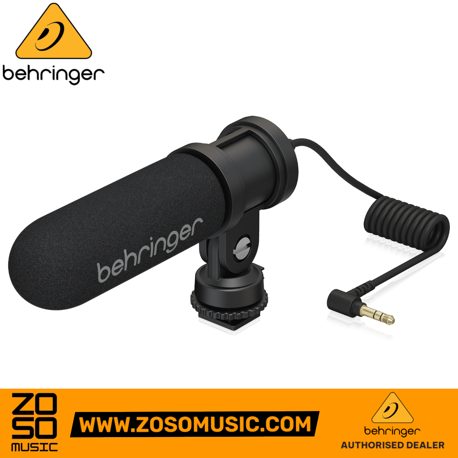 Zoso Music Behringer VIDEO MIC X1 dual-capsule shotgun condenser microphone with foam windscreen and cold shoe mount