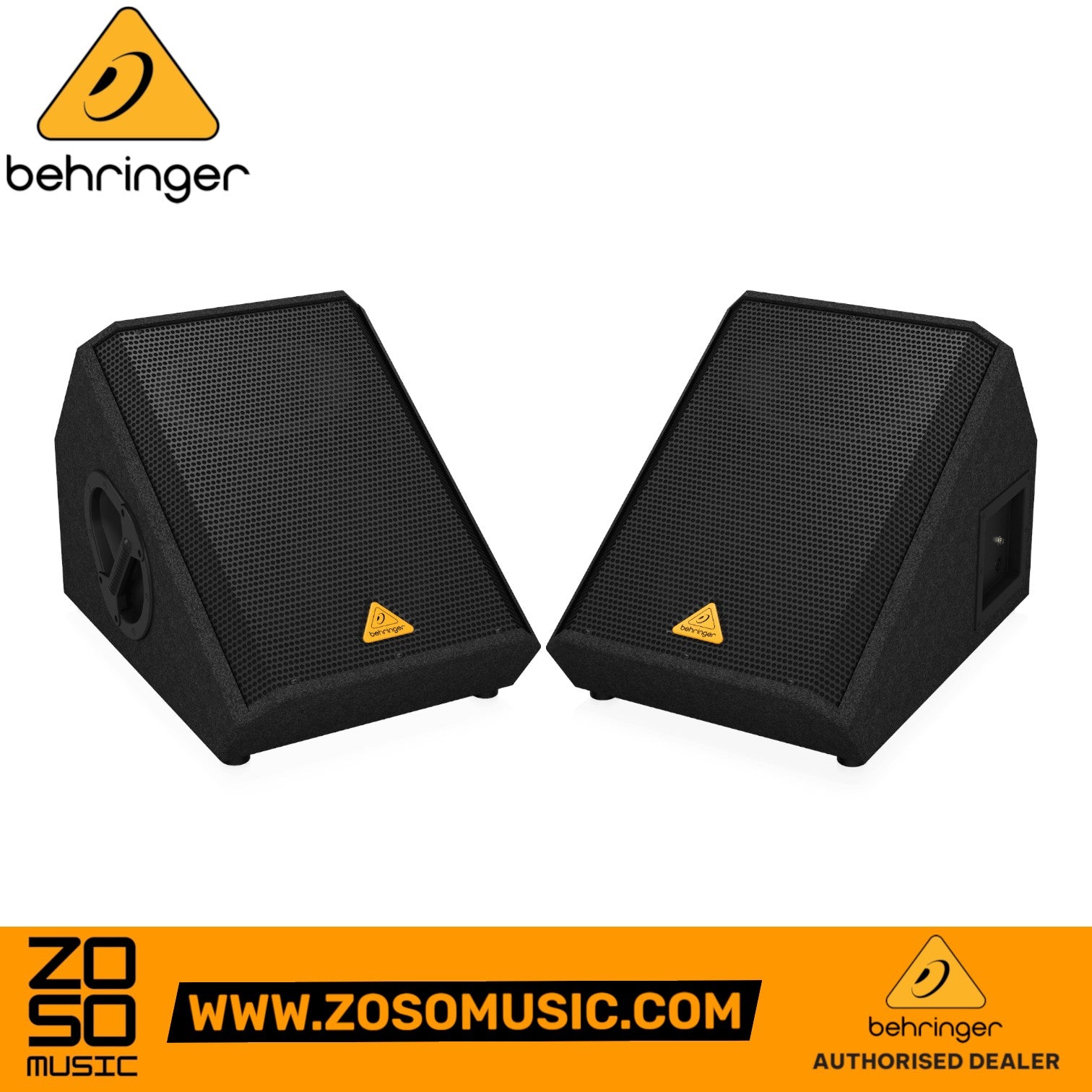 Zoso Music Behringer Eurolive VP1220F 12-inch passive floor monitor wedge pair with black steel grilles