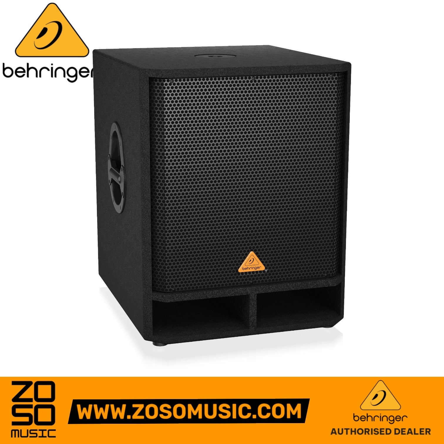 Zoso Music Behringer Eurolive VP-1800S 18-inch passive PA subwoofer with black steel grille and recessed handles