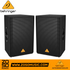 Zoso Music Behringer VS1520 600-watt 15-inch passive PA speaker pair with black steel grilles and side handles