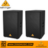 Zoso Music Behringer VS1520 600-Watt 15-inch passive PA speaker pair with black steel grille and trapezoidal design