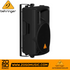 Zoso Music Behringer WB208 black steel wall-mount bracket attached to a Eurolive B208 PA speaker