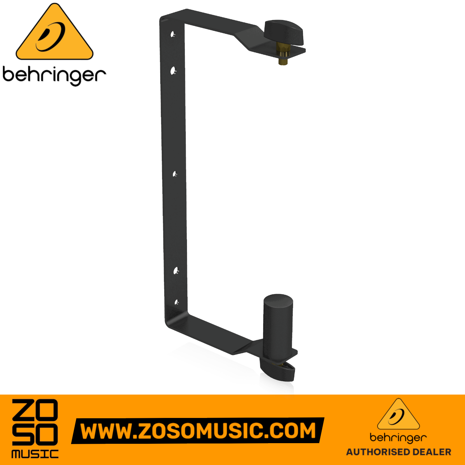 Zoso Music Behringer WB208 black steel wall-mount speaker bracket for Eurolive B208 series with 180-degree swivel