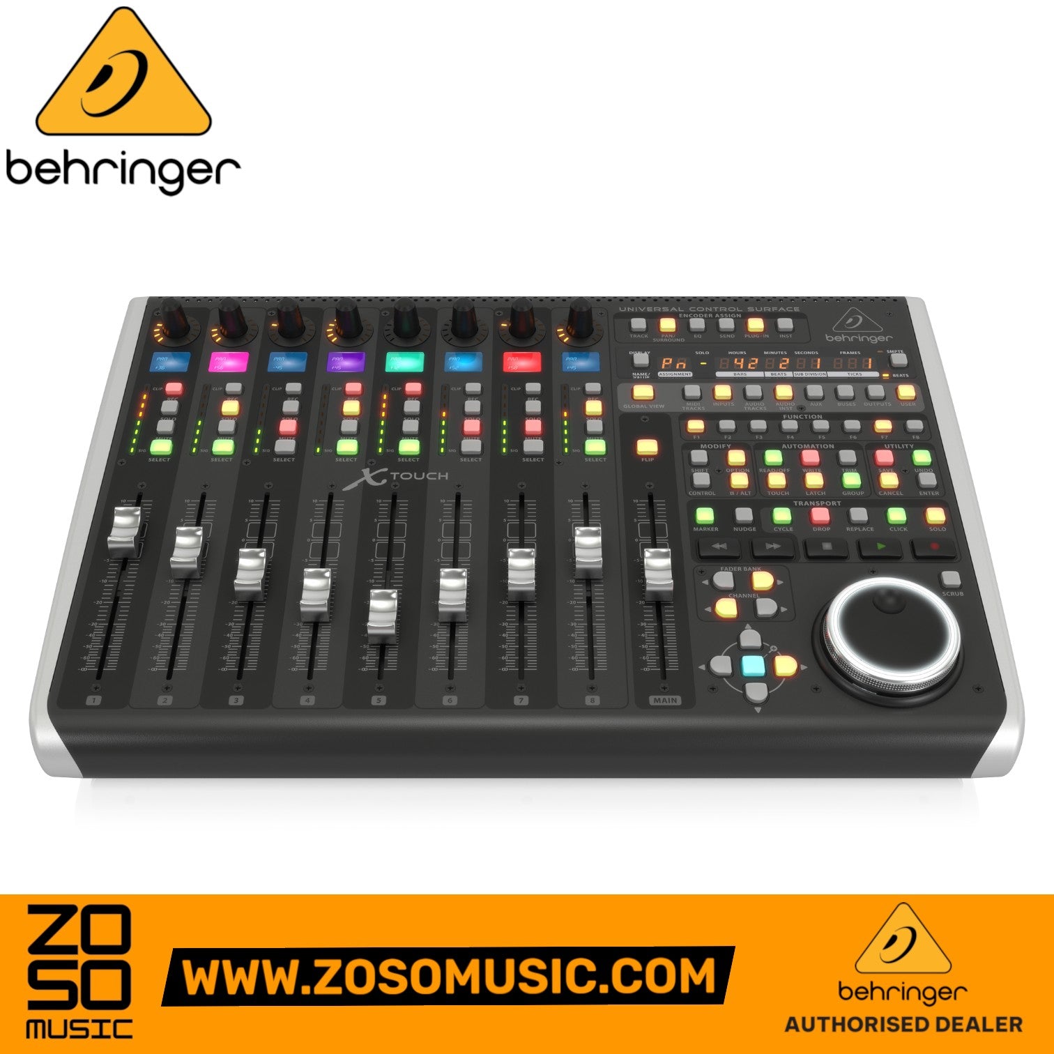 Zoso Music Behringer X-Touch universal DAW control surface with motorized faders, rotary encoders, and illuminated keys