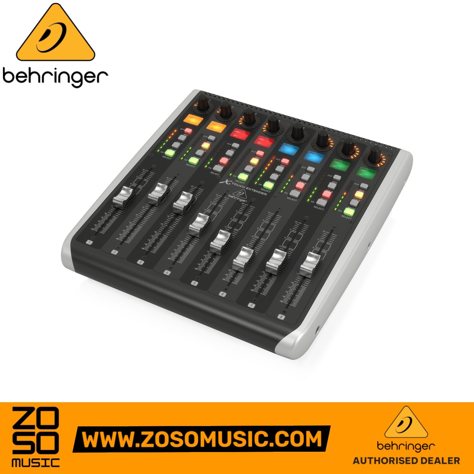 Zoso Music Behringer X-Touch Extender with 8 motorized faders, rotary encoders, and LCD scribble strips