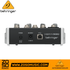 Zoso Music Behringer XENYX 502S analog mixer rear panel showing power switch, DC input, and USB port connectivity.