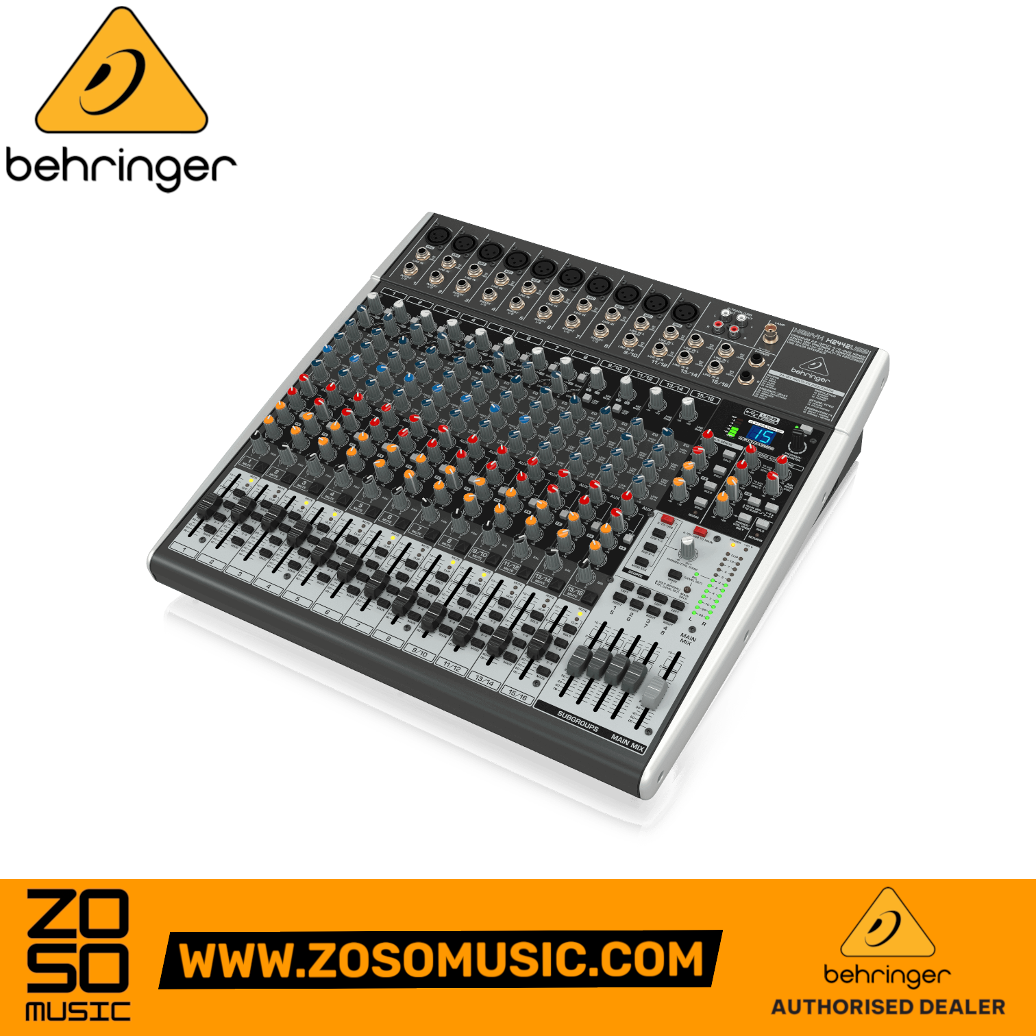 Zoso Music Behringer Xenyx X2442USB 12-channel analog mixer with USB interface and built-in effects processor